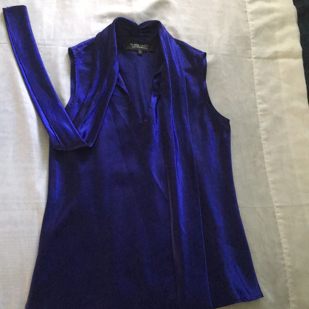 Women’s royal blue poly satin blouse (small)